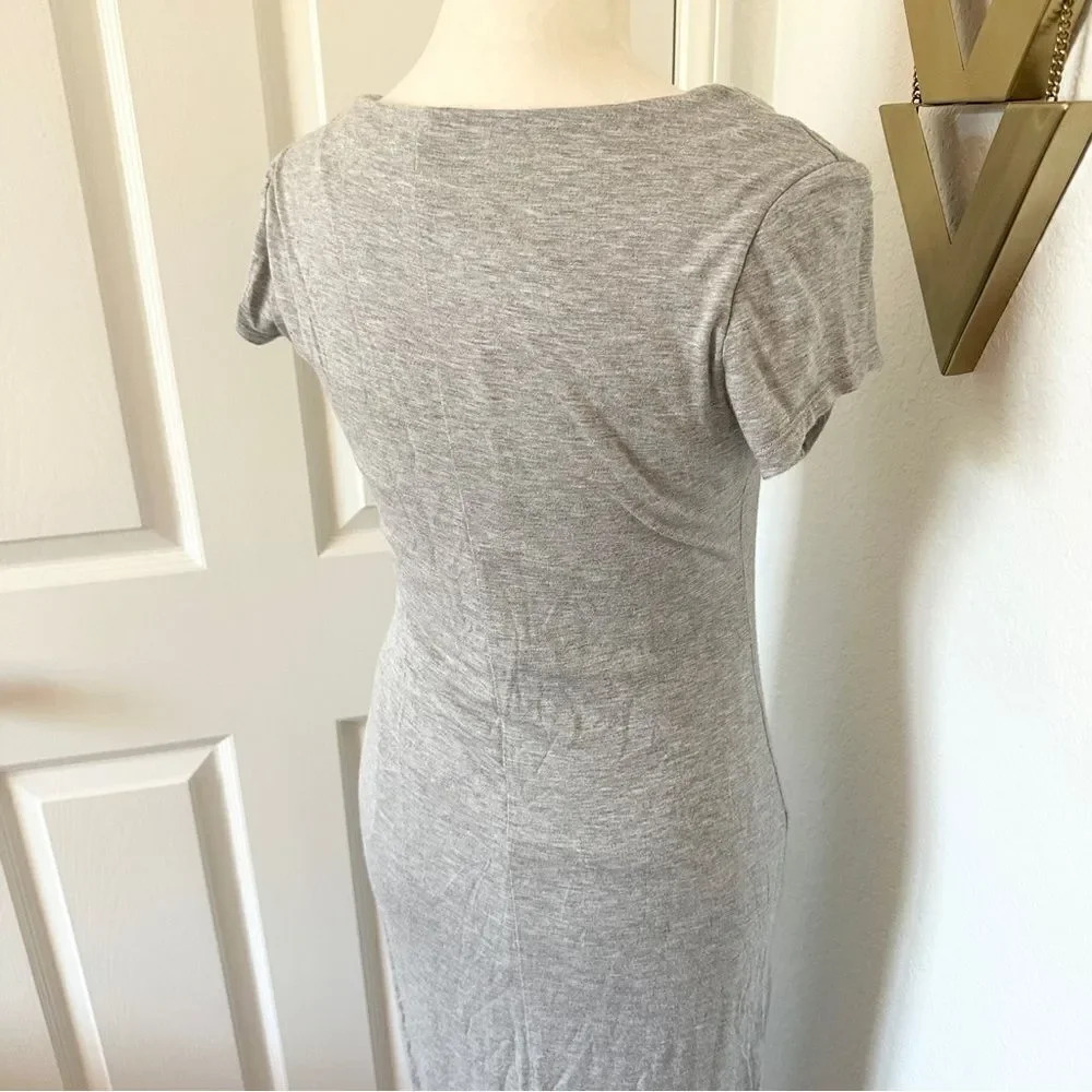 See You Monday Form Fitting Body Con Grey Cap Sleeve Dress - Picture 8 of 8